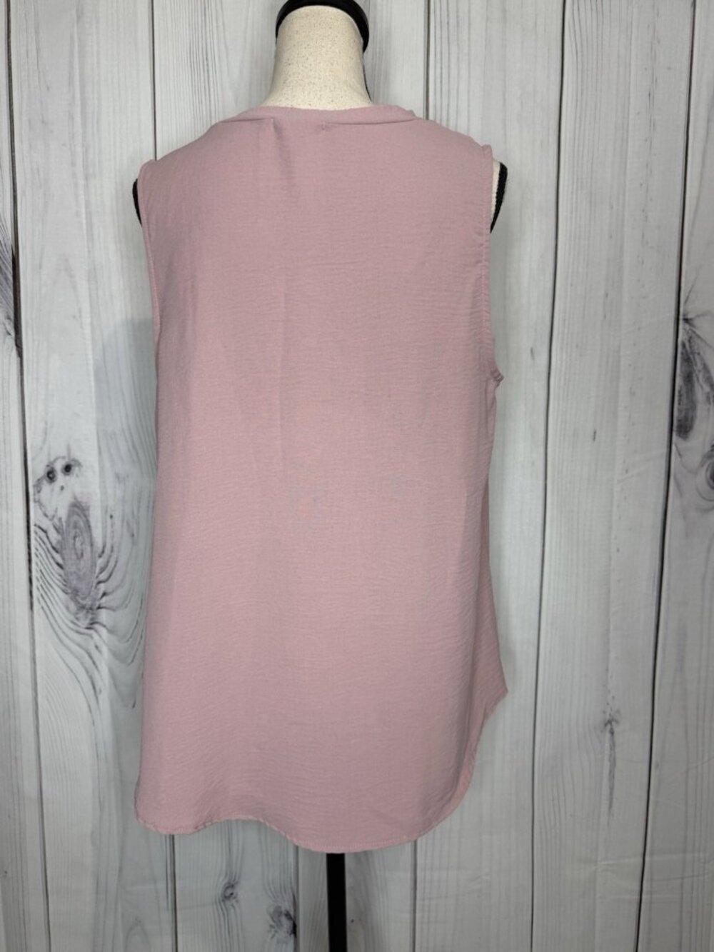 Cotton Bleu Pale Mauve Scoop Neck Tank Top Sleeveless Sz L Pocket - Picture 7 of 13